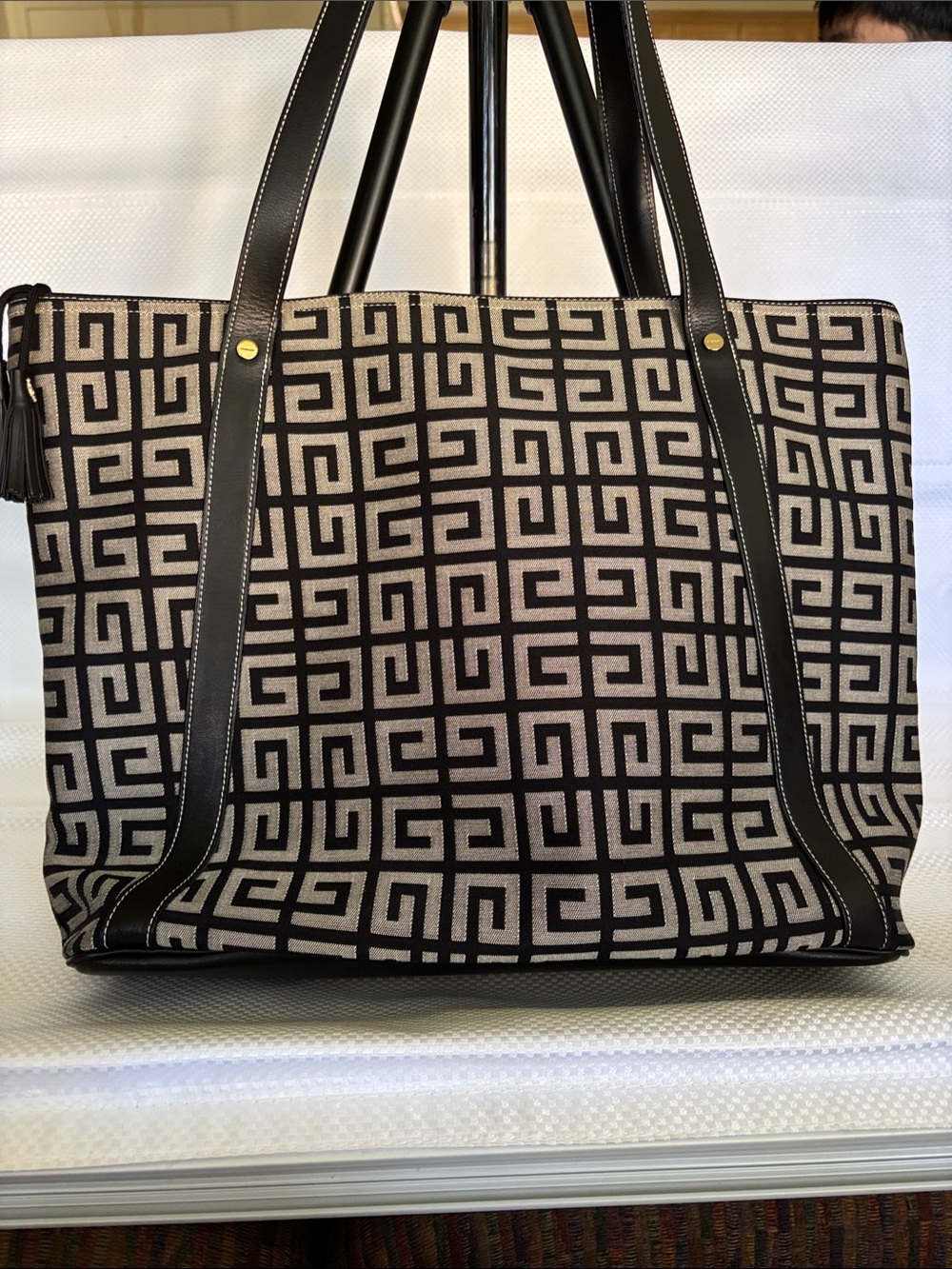 Givenchy Black and Cream Logo-Print Tote